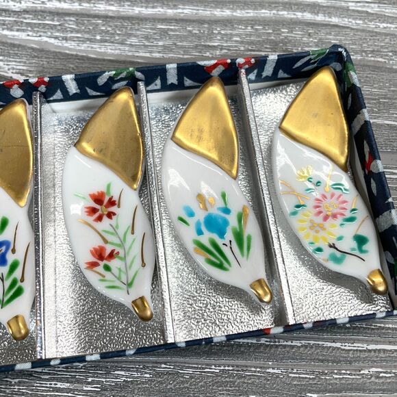 Kiyomizu Yaki Pottery Japanese Chopstick Rest 5pc Kyoto Japan Kyoware Hashioki - Picture 4 of 7